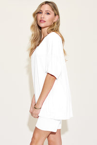 Thumbnail for Basic Bae Bamboo Full Size V-Neck Drop Shoulder T-Shirt and Shorts Set