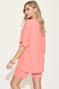 Thumbnail for Basic Bae Bamboo Full Size V-Neck Drop Shoulder T-Shirt and Shorts Set