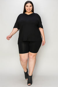 Thumbnail for Basic Bae Bamboo Full Size V-Neck Drop Shoulder T-Shirt and Shorts Set
