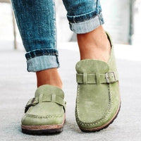 Thumbnail for Round Toe Low Heel Buckle Sneakers