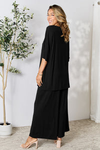 Thumbnail for Double Take Full Size Round Neck Slit Top and Pants Set