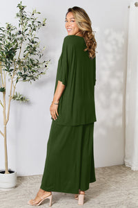 Thumbnail for Double Take Full Size Round Neck Slit Top and Pants Set