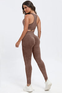 Thumbnail for 3 Piece Washed Square Neck Wide Strap Active Set