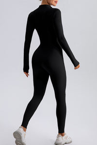 Thumbnail for Half Zip Mock Neck Active Jumpsuit