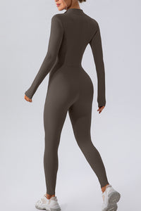 Thumbnail for Half Zip Mock Neck Active Jumpsuit