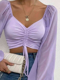 Thumbnail for Drawstring Sweetheart Neck Cropped Top