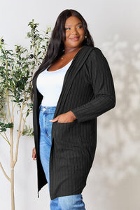 Thumbnail for Basic Bae Full Size Ribbed Open Front Long Sleeve Cardigan