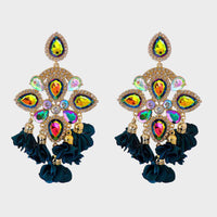 Thumbnail for Flower Shape Rhinestone Alloy Dangle Earrings