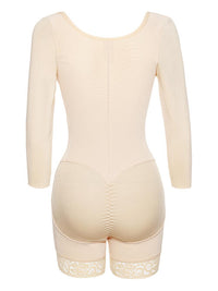 Thumbnail for Full Size Zip Up Lace Detail Long Sleeve Shapewear