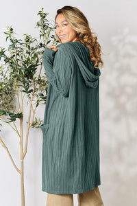 Thumbnail for Basic Bae Full Size Ribbed Open Front Long Sleeve Cardigan
