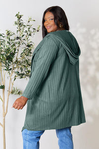 Thumbnail for Basic Bae Full Size Ribbed Open Front Long Sleeve Cardigan