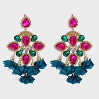 Thumbnail for Flower Shape Rhinestone Alloy Dangle Earrings