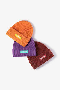 Thumbnail for NEWYORK Patch Rib-Knit Cuffed Beanie