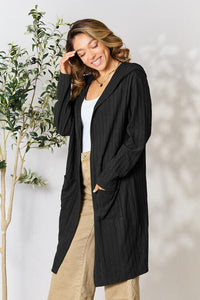 Thumbnail for Basic Bae Full Size Ribbed Open Front Long Sleeve Cardigan
