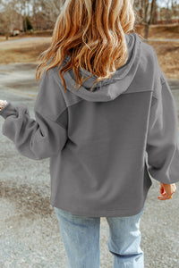 Thumbnail for Zip-Up Drawstring Hooded Jacket