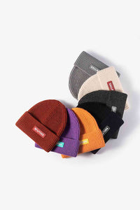 Thumbnail for NEWYORK Patch Rib-Knit Cuffed Beanie
