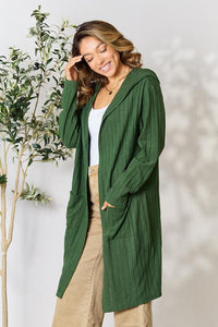 Thumbnail for Basic Bae Full Size Ribbed Open Front Long Sleeve Cardigan