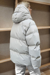 Thumbnail for Pocketed Zip Up Hooded Puffer Jacket
