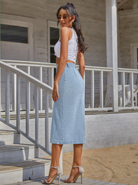 Thumbnail for Button Down Denim Skirt