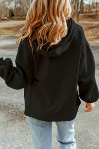 Thumbnail for Zip-Up Drawstring Hooded Jacket