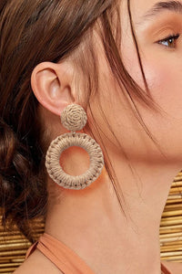 Thumbnail for Round Shape Raffia Grass Dangle Earrings
