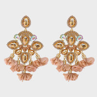 Thumbnail for Flower Shape Rhinestone Alloy Dangle Earrings