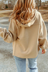 Thumbnail for Zip-Up Drawstring Hooded Jacket