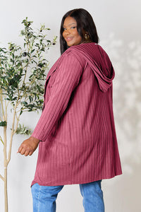 Thumbnail for Basic Bae Full Size Ribbed Open Front Long Sleeve Cardigan