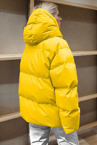 Thumbnail for Pocketed Zip Up Hooded Puffer Jacket