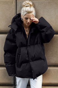 Thumbnail for Pocketed Zip Up Hooded Puffer Jacket