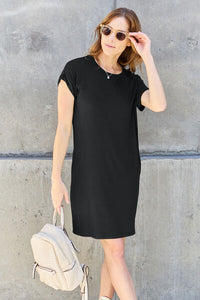 Thumbnail for Basic Bae Full Size Round Neck Short Sleeve Dress with Pockets