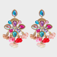 Thumbnail for Flower Shape Rhinestone Alloy Dangle Earrings