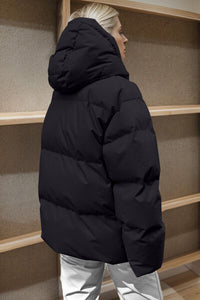 Thumbnail for Pocketed Zip Up Hooded Puffer Jacket