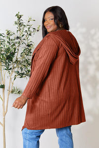 Thumbnail for Basic Bae Full Size Ribbed Open Front Long Sleeve Cardigan