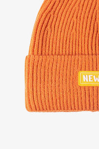 Thumbnail for NEWYORK Patch Rib-Knit Cuffed Beanie