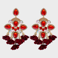 Thumbnail for Flower Shape Rhinestone Alloy Dangle Earrings