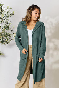Thumbnail for Basic Bae Full Size Ribbed Open Front Long Sleeve Cardigan
