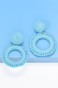 Thumbnail for Round Shape Raffia Grass Dangle Earrings