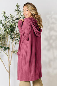 Thumbnail for Basic Bae Full Size Ribbed Open Front Long Sleeve Cardigan