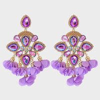 Thumbnail for Flower Shape Rhinestone Alloy Dangle Earrings