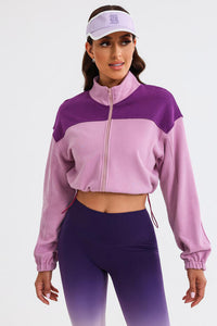 Thumbnail for Contrast Drawstring Zip Up Jacket