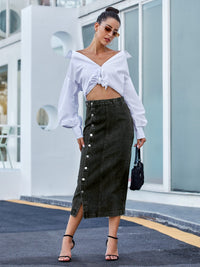 Thumbnail for Button Down Denim Skirt