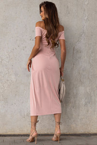 Thumbnail for Off-Shoulder Short Sleeve Split Dress