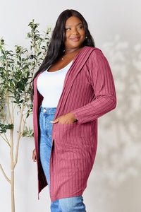 Thumbnail for Basic Bae Full Size Ribbed Open Front Long Sleeve Cardigan