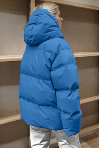 Thumbnail for Pocketed Zip Up Hooded Puffer Jacket