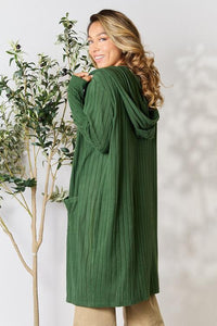 Thumbnail for Basic Bae Full Size Ribbed Open Front Long Sleeve Cardigan