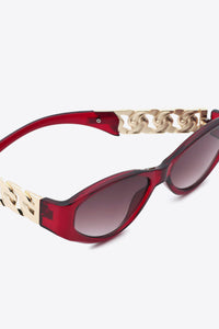 Thumbnail for Chain Detail Temple Cat Eye Sunglasses