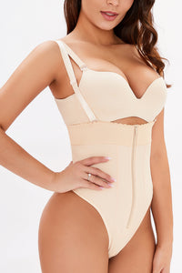 Thumbnail for Full Size Adjustable Strap Zip-Up Shaping Bodysuit