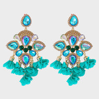 Thumbnail for Flower Shape Rhinestone Alloy Dangle Earrings