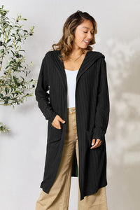 Thumbnail for Basic Bae Full Size Ribbed Open Front Long Sleeve Cardigan